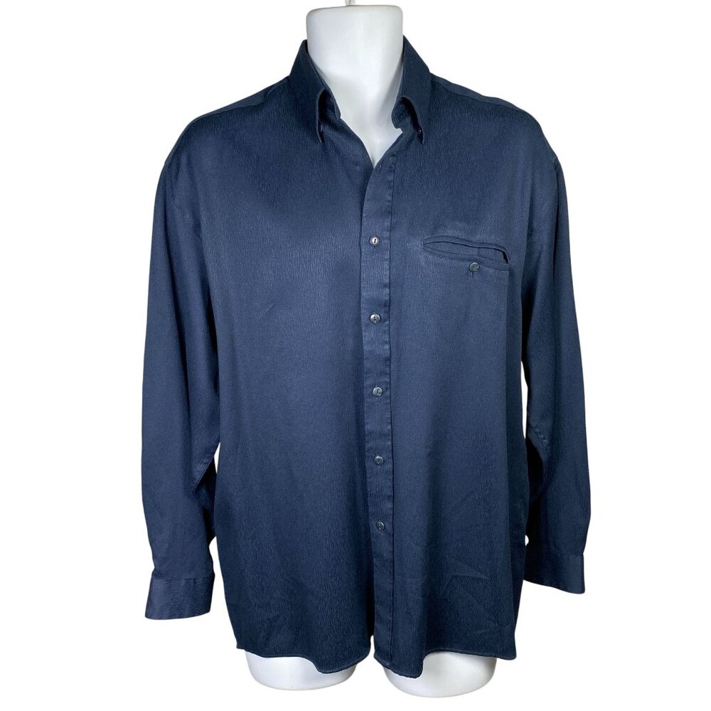 Vintage Torriani Button Up Shirt Mens S Long Sleeve Blue Bowling Mafia 90s